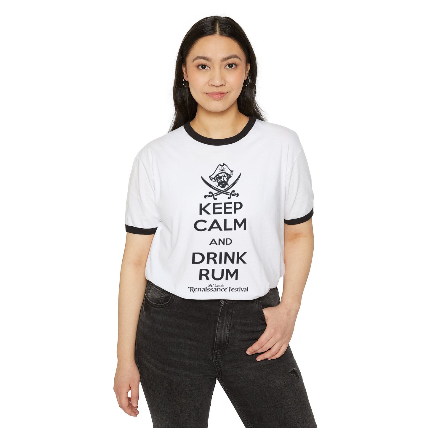 STL Renaissance Festival Ringer T-Shirt - Keep Calm Drink Rum