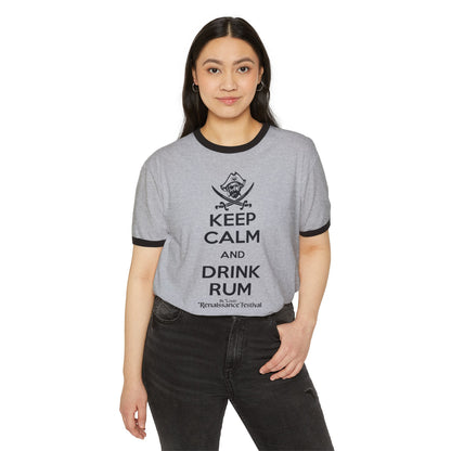 STL Renaissance Festival Ringer T-Shirt - Keep Calm Drink Rum